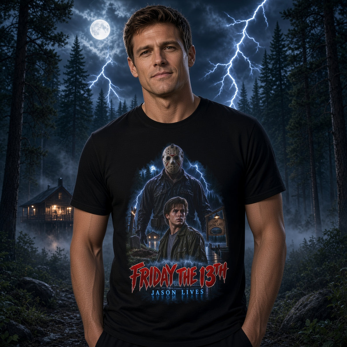 Friday the 13th Graphic T-Shirt — Jason Lives Horror Tee — view 3