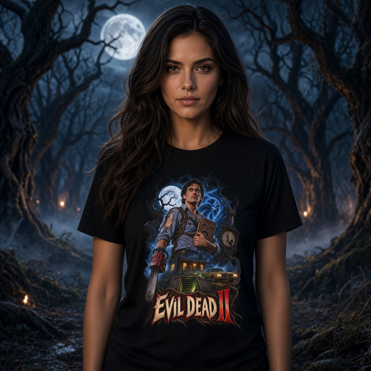 Evil Dead II Graphic T-Shirt — Retro Horror Movie Poster Tee — view 2