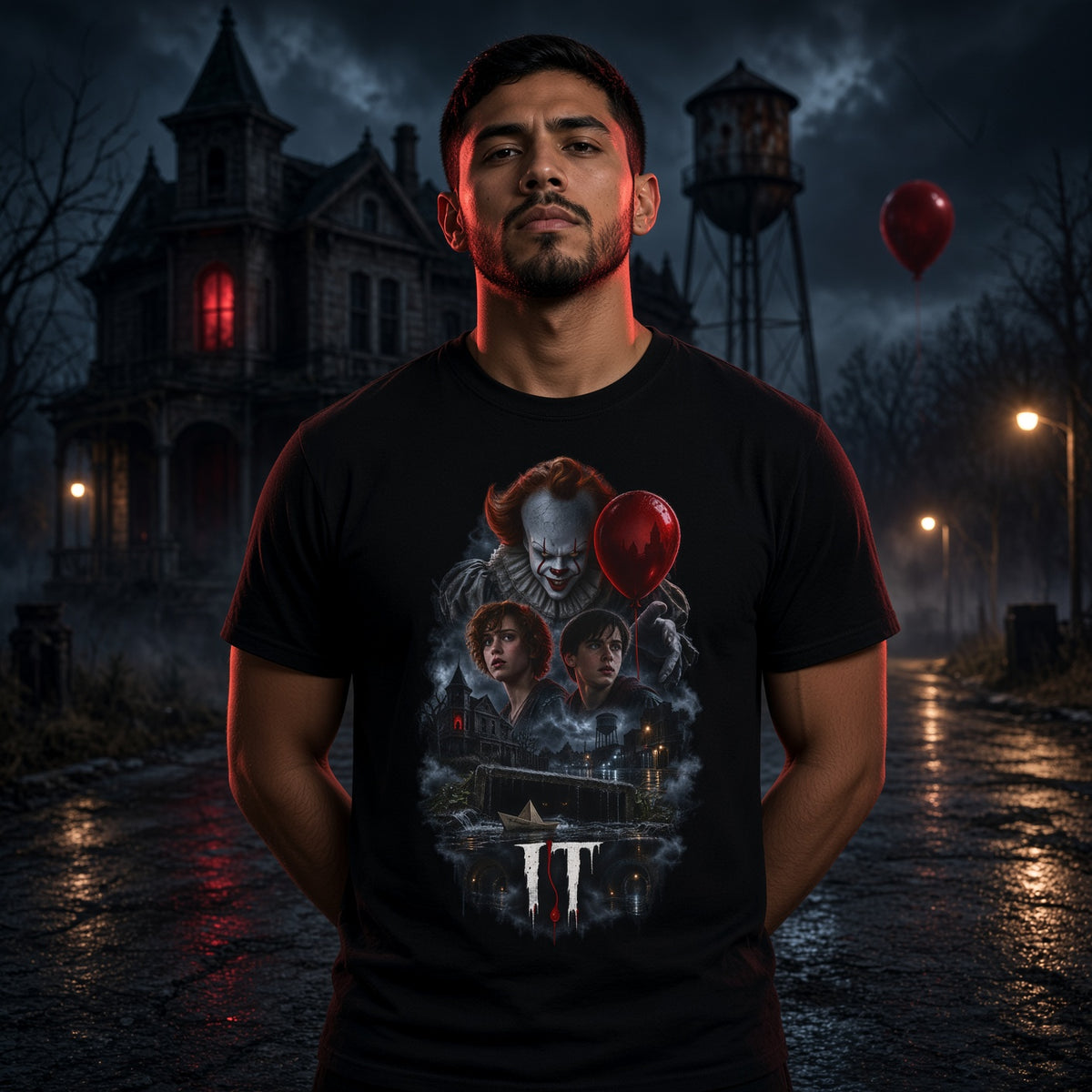 Pennywise Derry T-Shirt – IT Movie Set Horror Graphic Tee — view 3