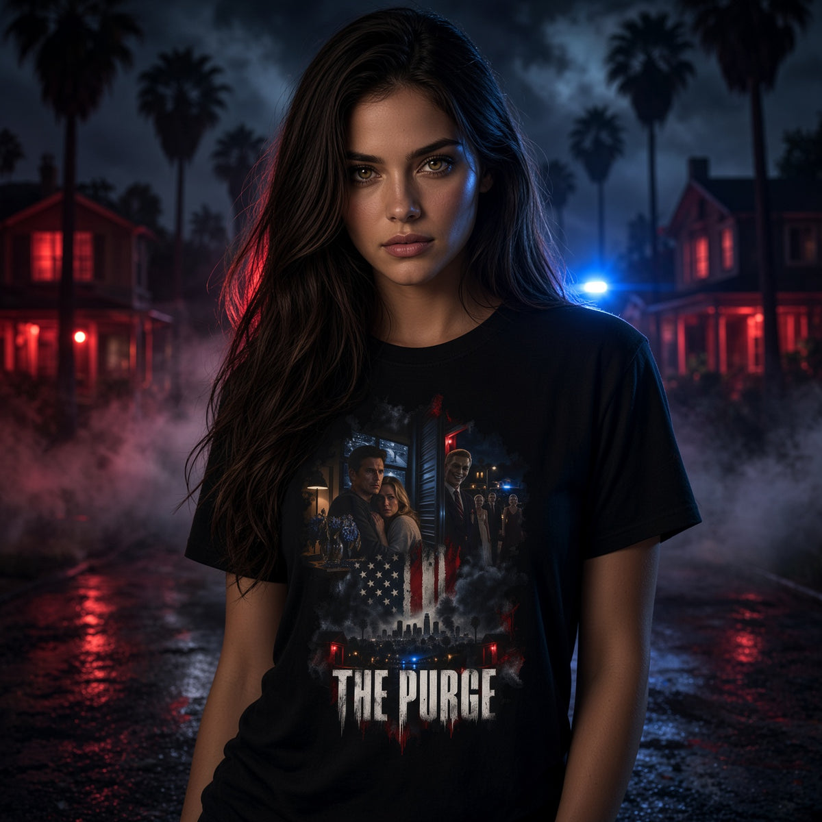 The Purge Distressed Poster T-Shirt – Dystopian Horror Graphic Tee — view 2