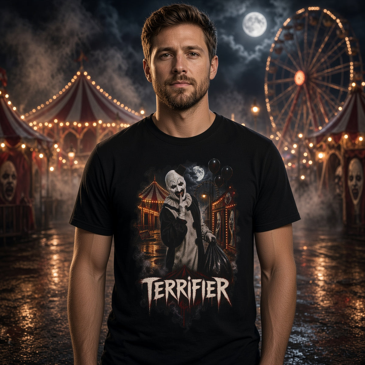 Terrifier Art the Clown Scream T-Shirt – Modern Slasher Horror Tee — view 3