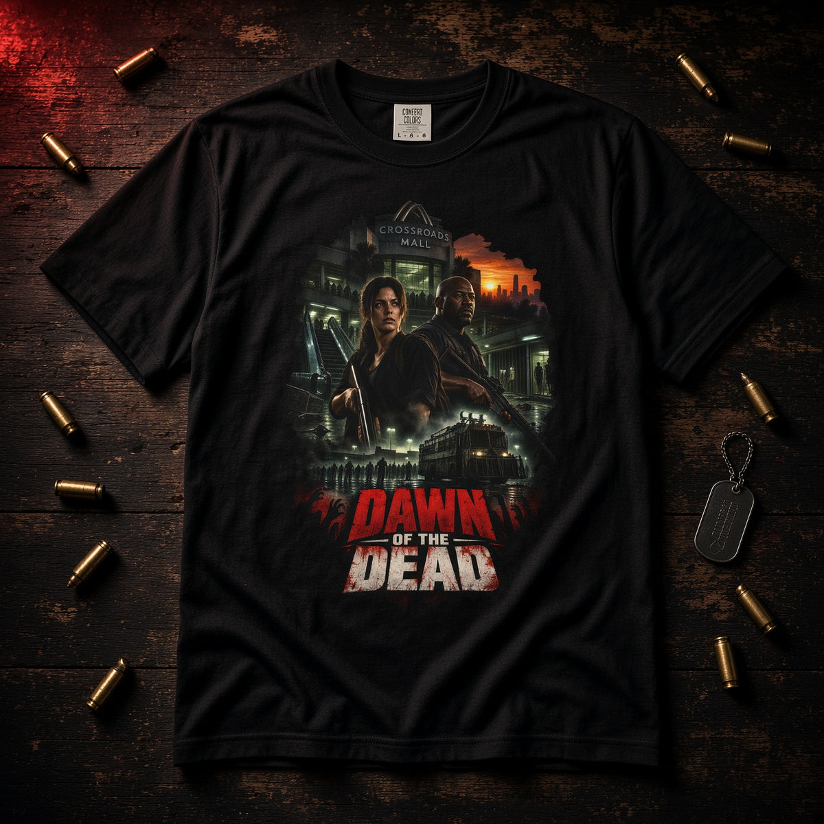 Dawn of the Dead T-Shirt – Retro Zombie Horror Movie Poster Tee