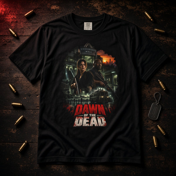 Dawn of the Dead T-Shirt – Retro Zombie Horror Movie Poster Tee