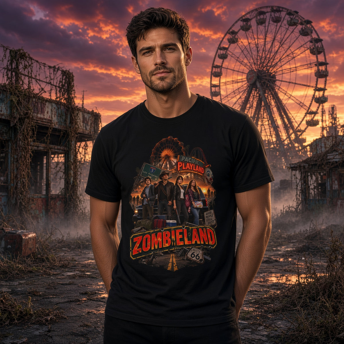Zombieland Retro Movie Poster T-Shirt – Horror Comedy Graphic Tee — view 3