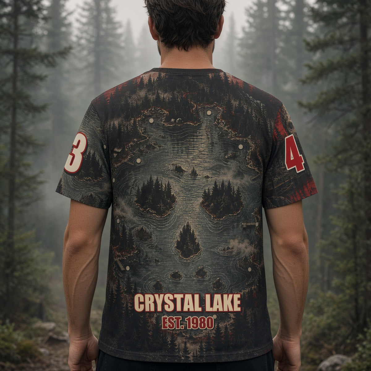 Friday the 13th Grindhouse Jason Mask Jersey — Crystal Lake Horror Sports Tee