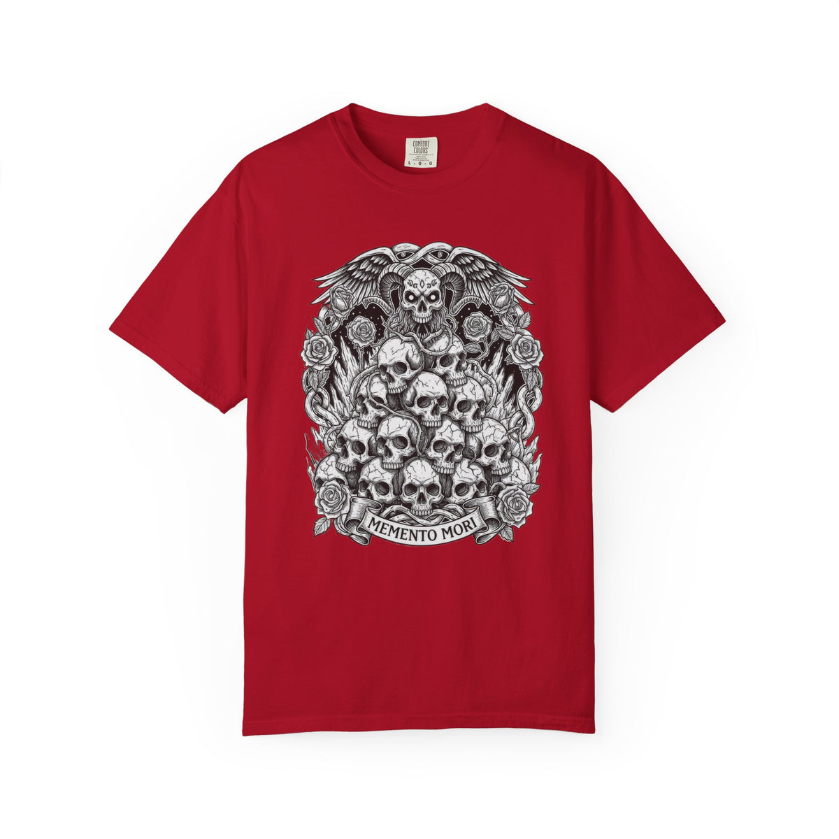Memento Mori Skull Bouquet T-Shirt – Gothic Skull & Roses Tee — view 3