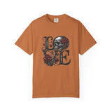 Skull and Roses LOVE T-shirt | Gothic Romance Typography Tee