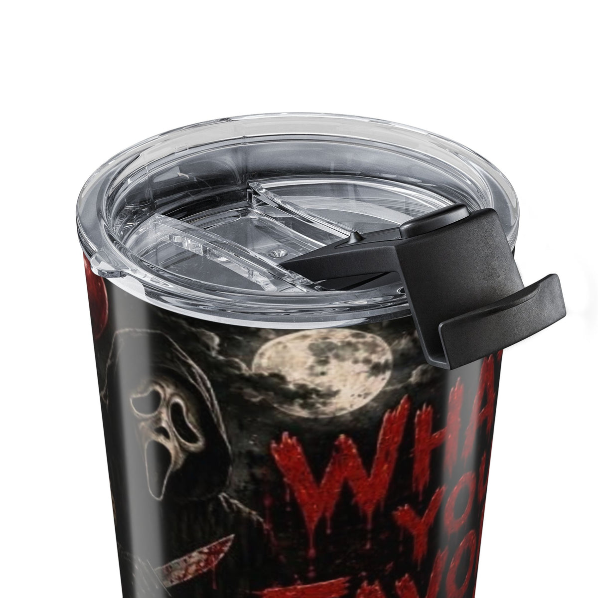 Horror Movie Tumbler - "What's Your Favorite Scary Movie?" 20oz Insulated Travel Cup — view 6