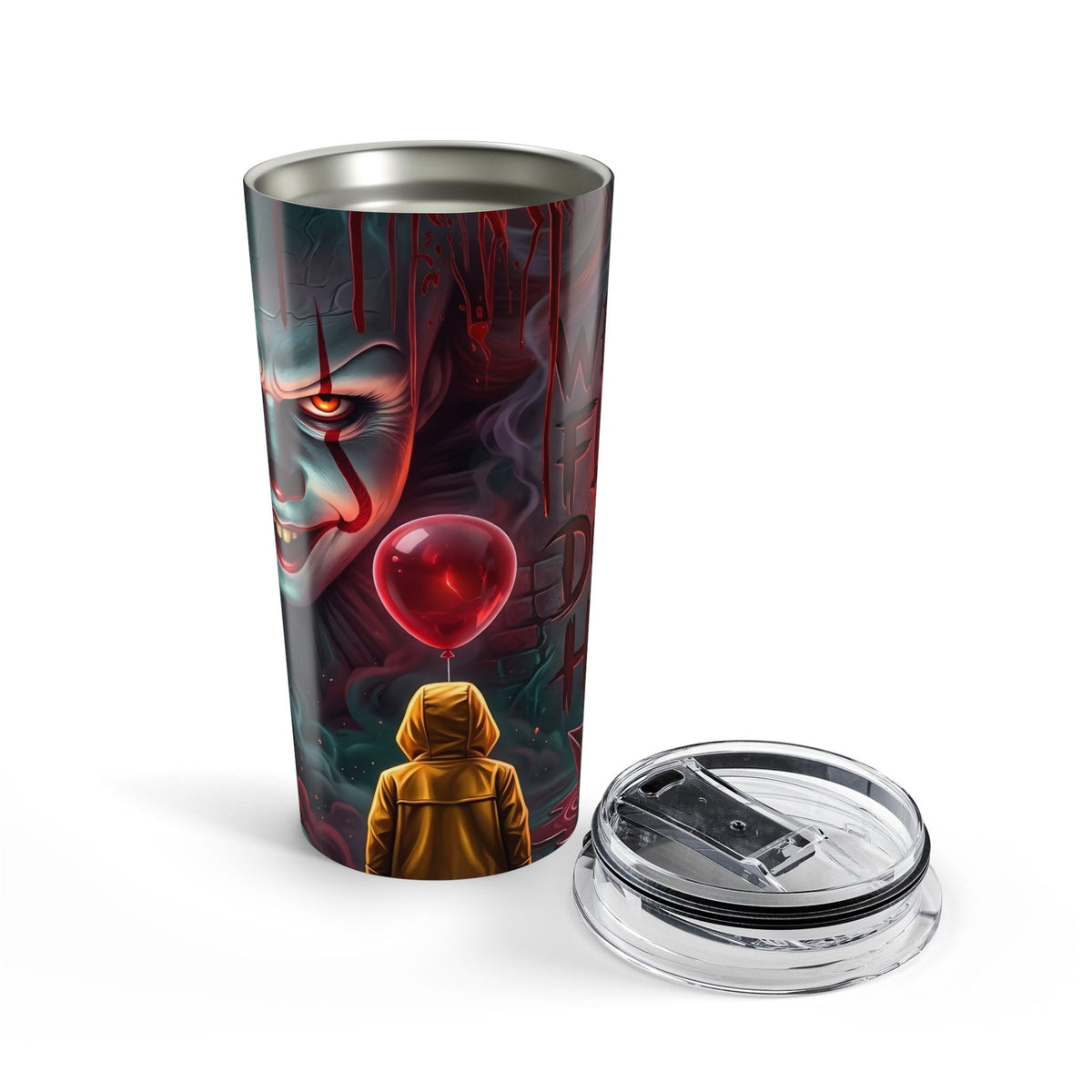 Horror Pennywise Balloon 20oz Tumbler — Stranger-Inspired Scary Movie Travel Cup — view 5