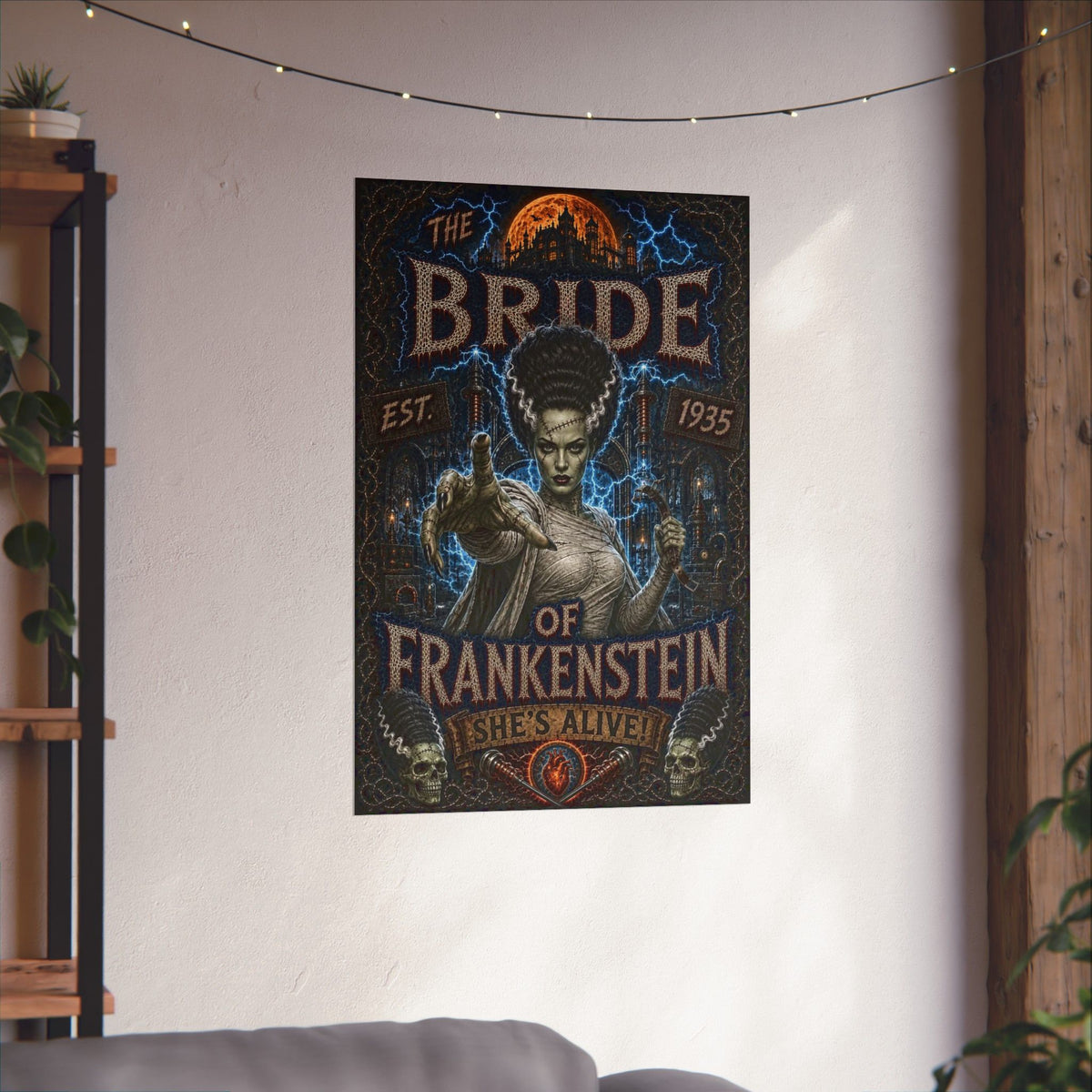 Bride of Frankenstein Matte Poster — Retro Horror Art Print (She’s Alive!)