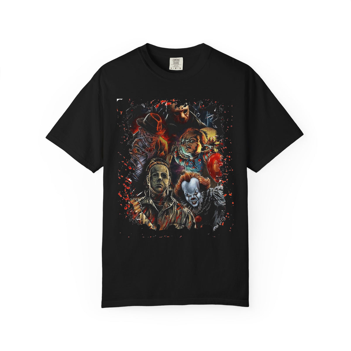 Horror Movie Icons Collage T-Shirt — Jason Voorhees, Freddy Kreuger, Chucky, Michael Myers, Pennywise