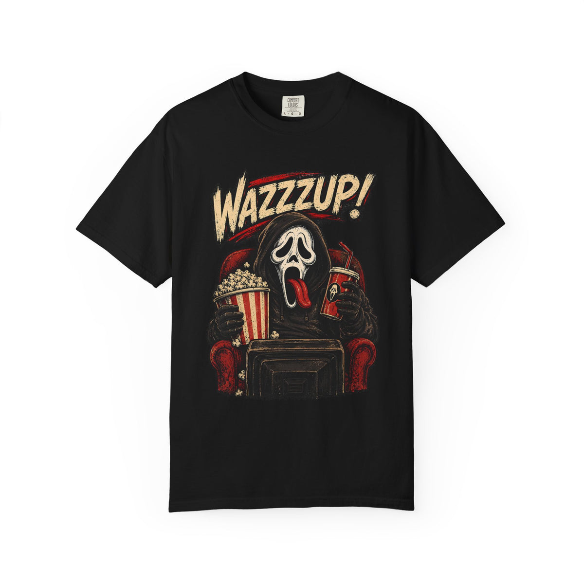 Scream “Wazzzup!” Graphic T-Shirt — Horror Movie Night Tee