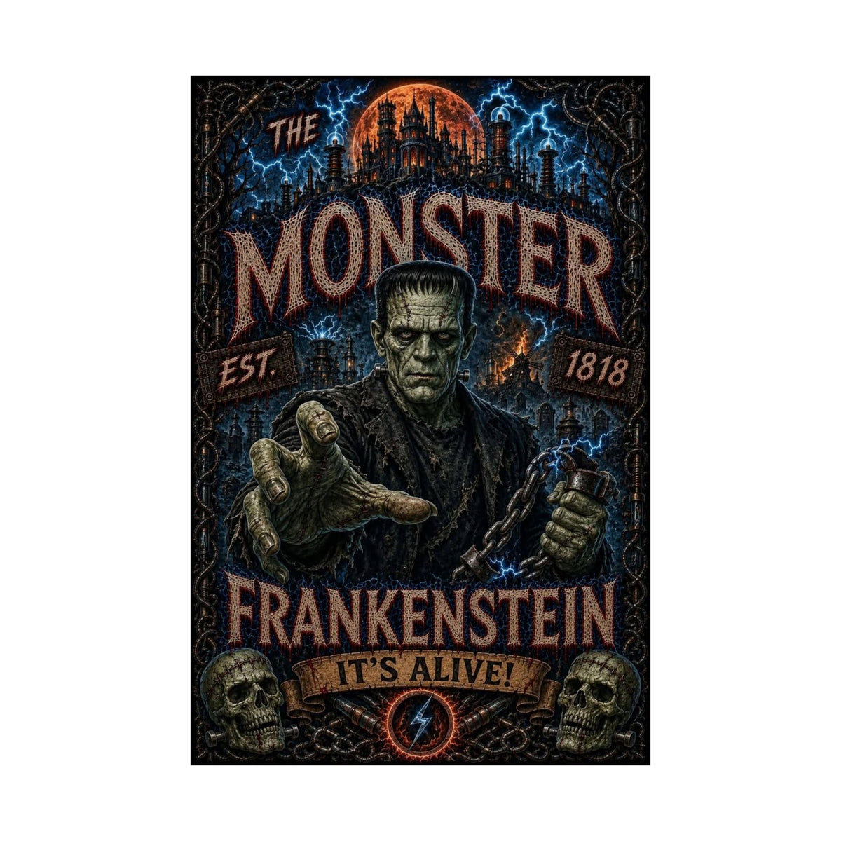 Frankenstein 'It's Alive!' The Monster Matte Vertical Poster