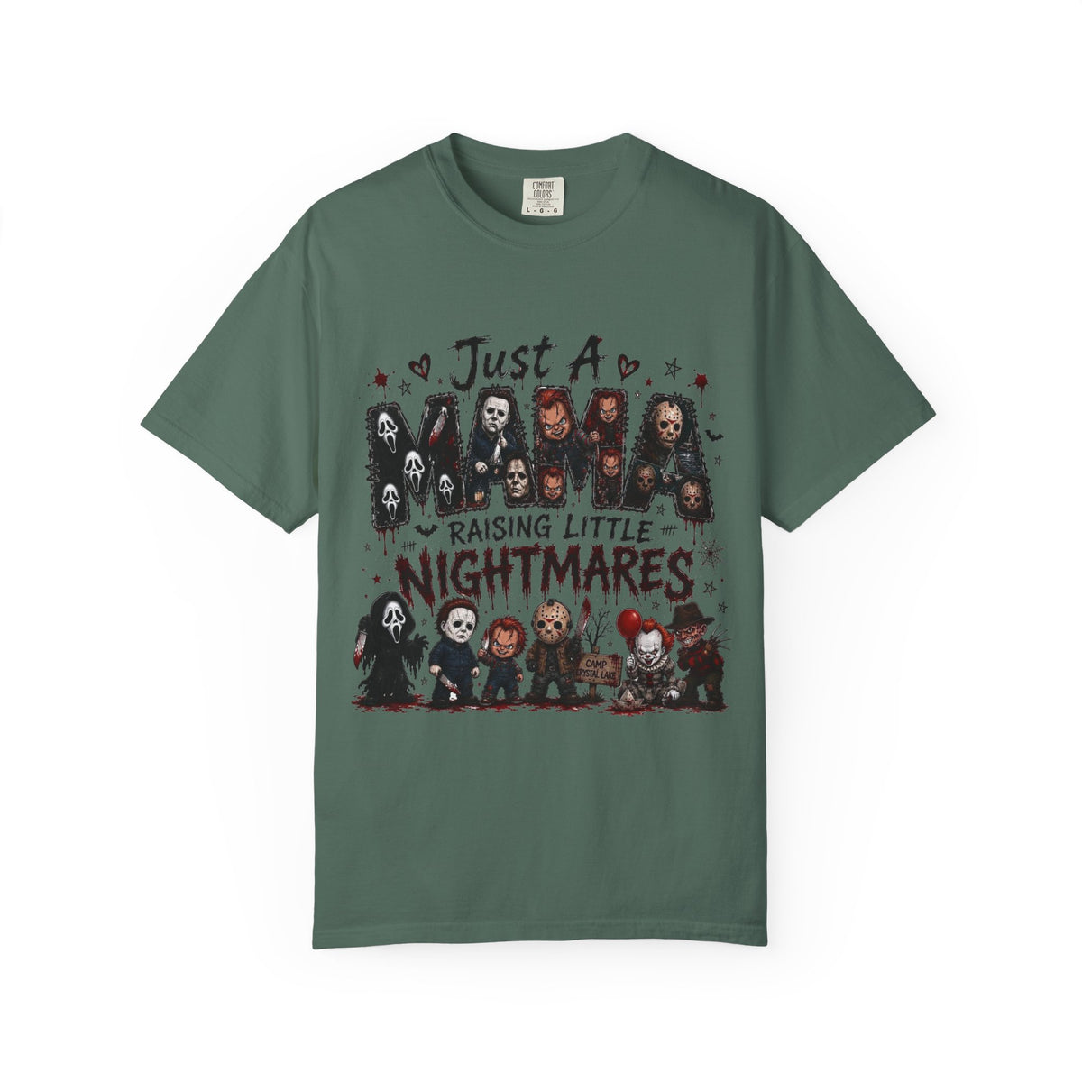 Horror Mama T-Shirt — "Just a Mama Raising Little Nightmares" Graphic Tee — view 9
