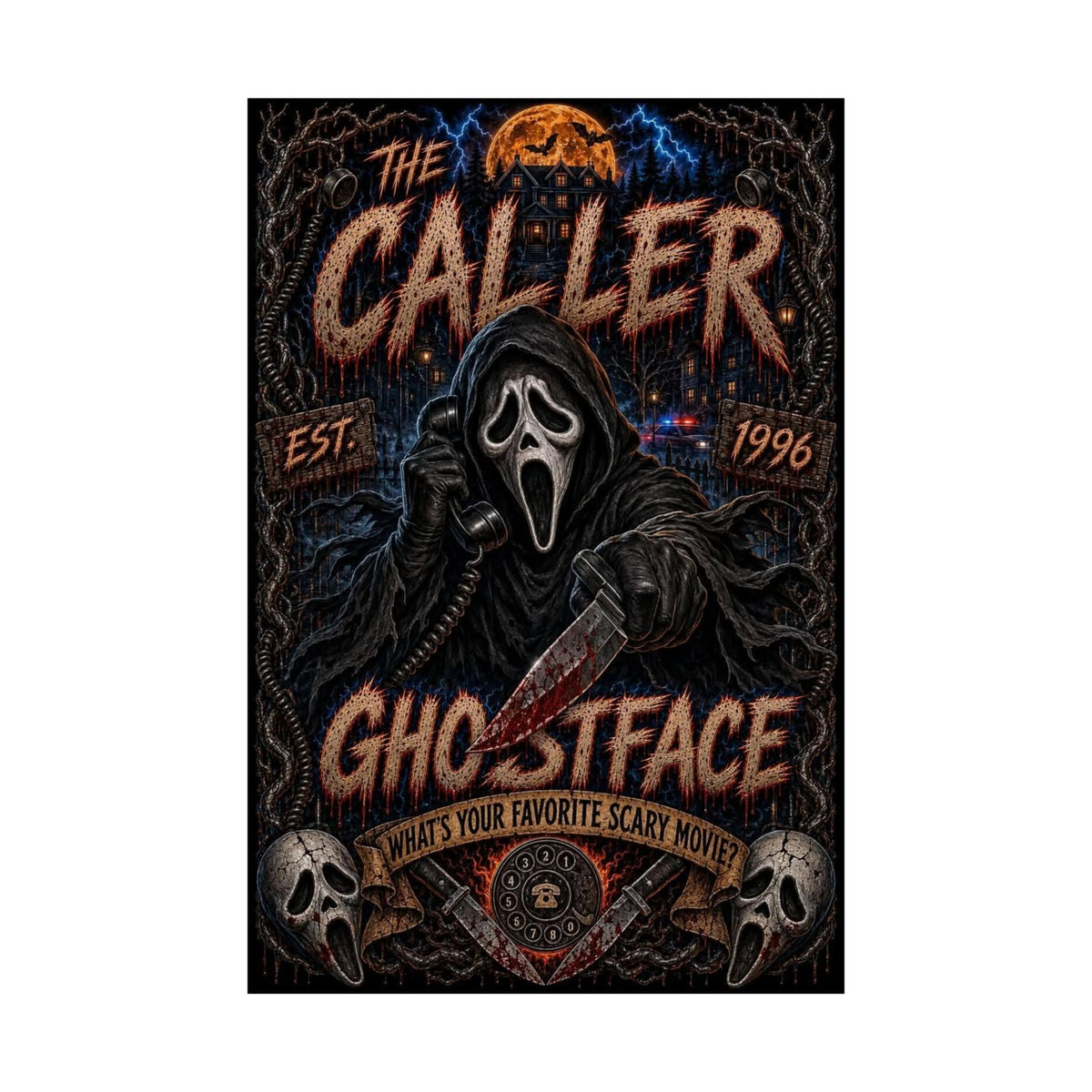 Ghostface 'The Caller' Matte Poster — Horror Movie Scream Mask Wall Art