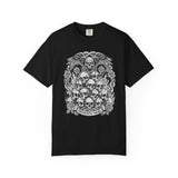 Memento Mori Skull Bouquet T-Shirt | Gothic Skull Stack, Roses