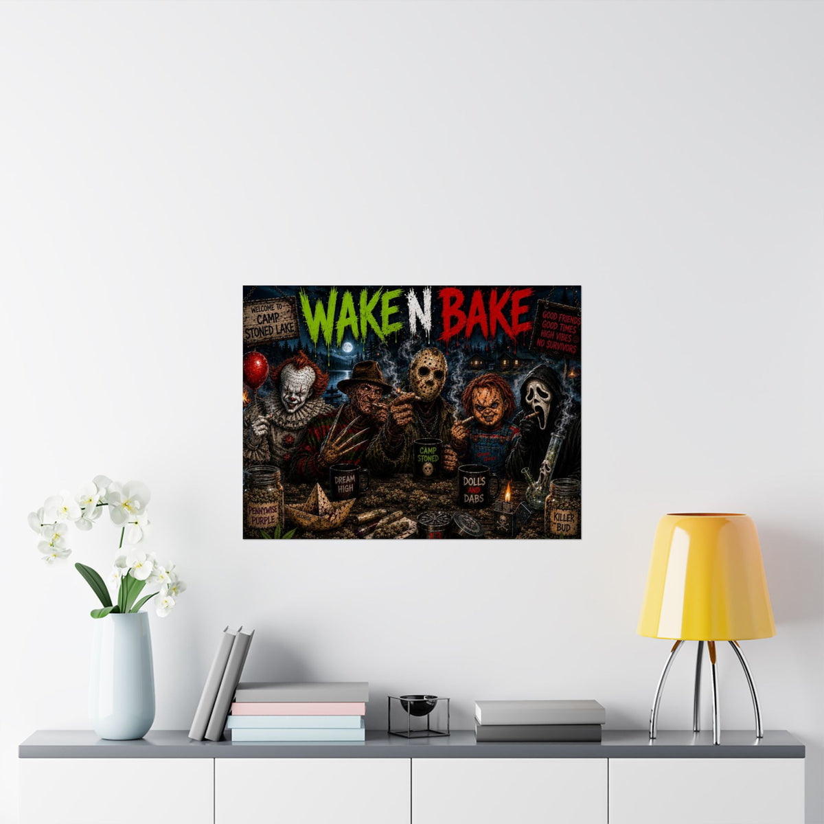 Wake N Bake Horror Movie Poster — Matte Horizontal Poster - Stoner Horror Comedy