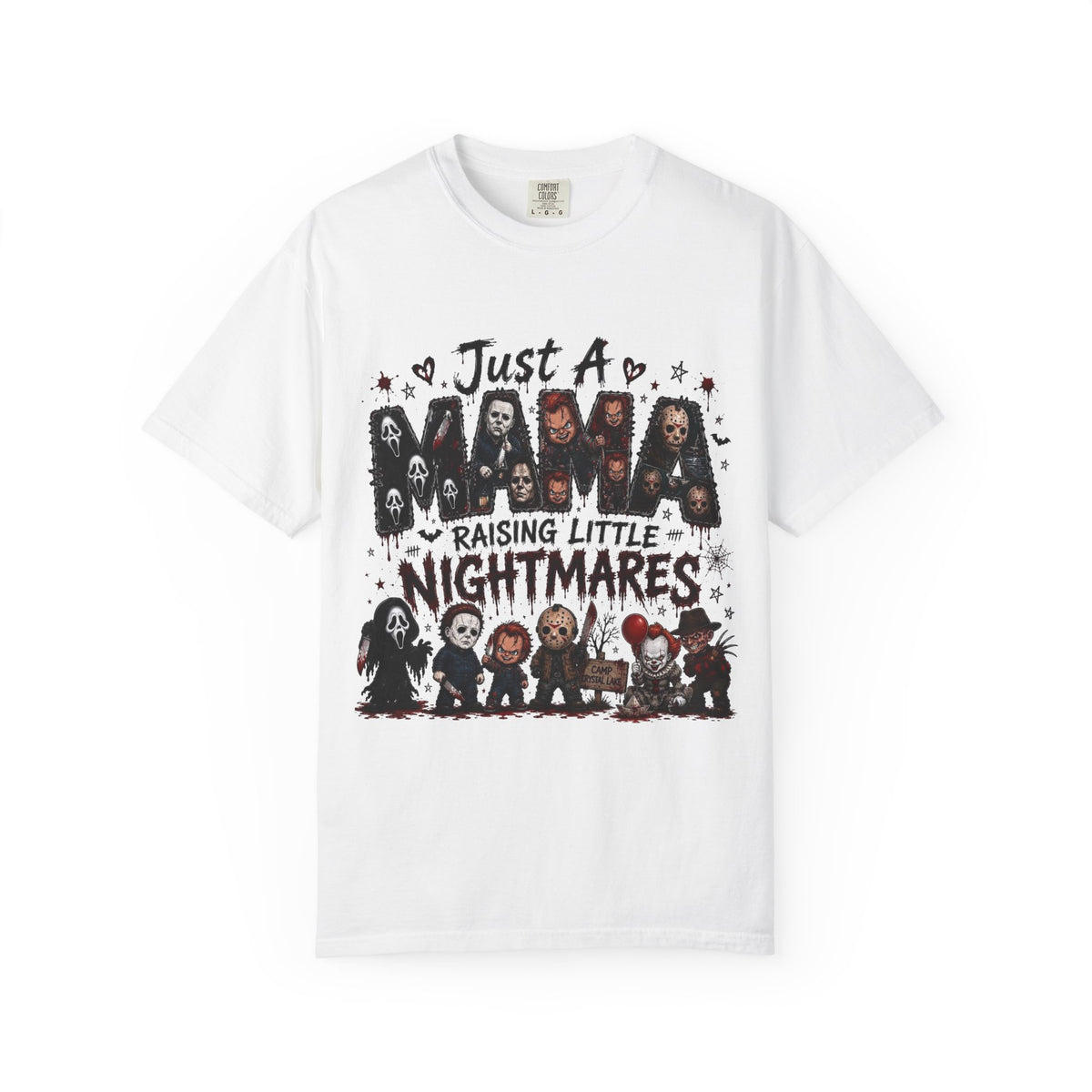 Horror Mama T-Shirt — "Just a Mama Raising Little Nightmares" Graphic Tee — view 5