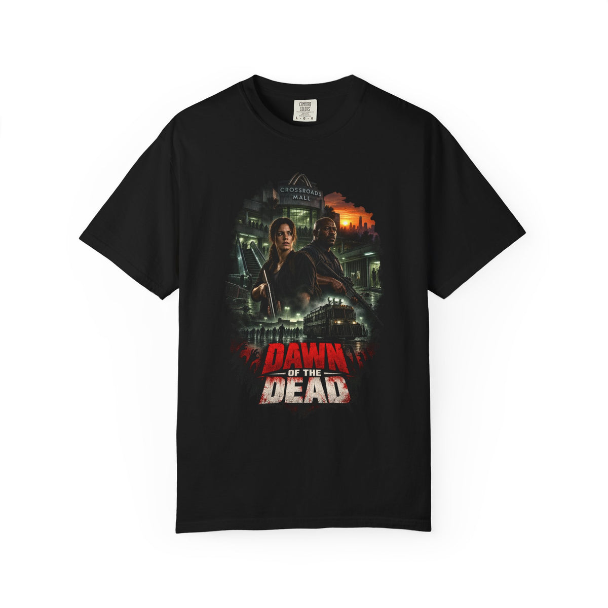 Dawn of the Dead T-Shirt – Retro Zombie Horror Movie Poster Tee — view 5