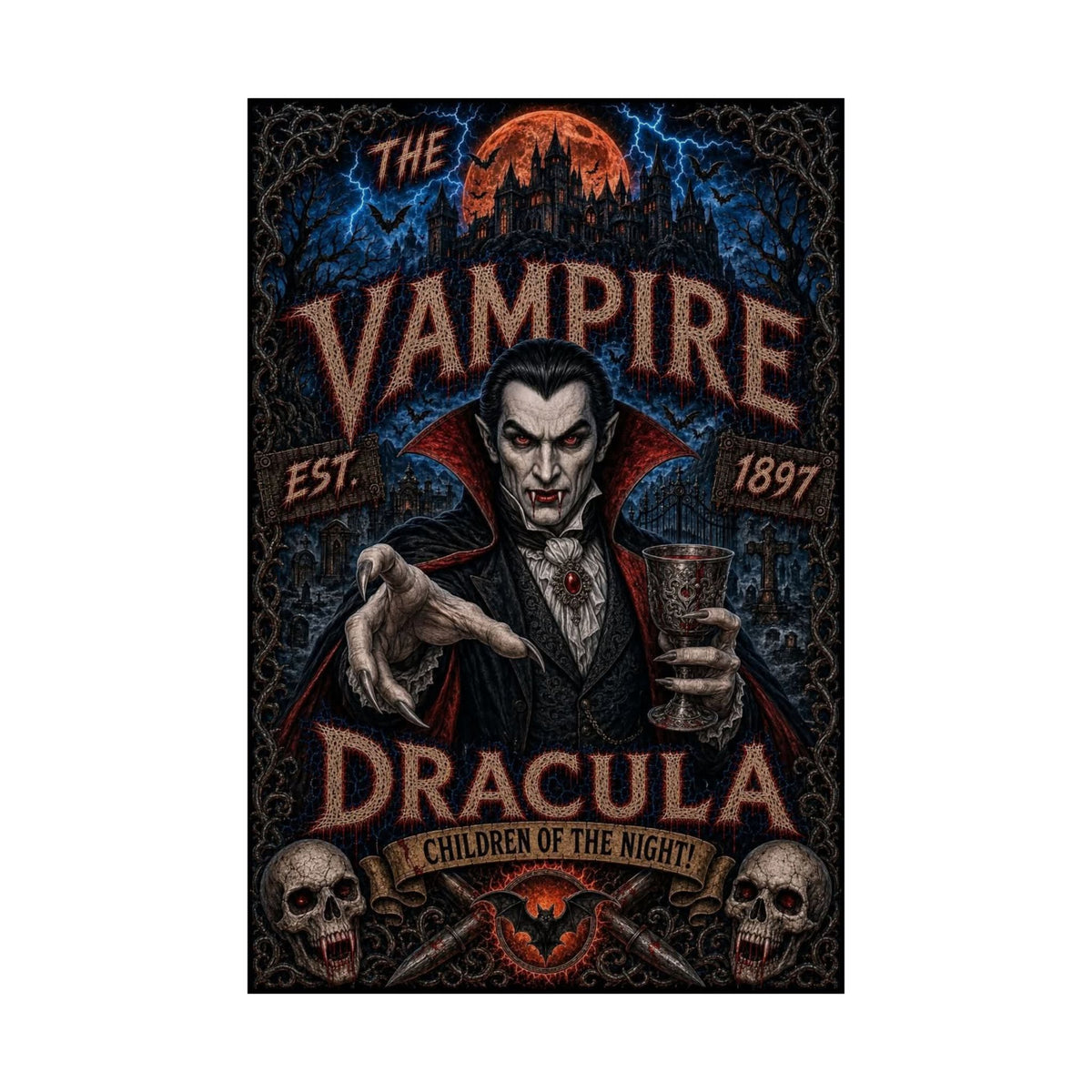 Dracula Vampire Poster — Matte Vertical Gothic Wall Art ("The Vampire" est. 1897)