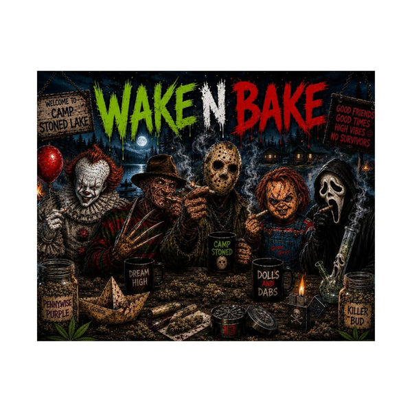 Wake N Bake Horror Movie Poster — Matte Horizontal Poster - Stoner Horror Comedy