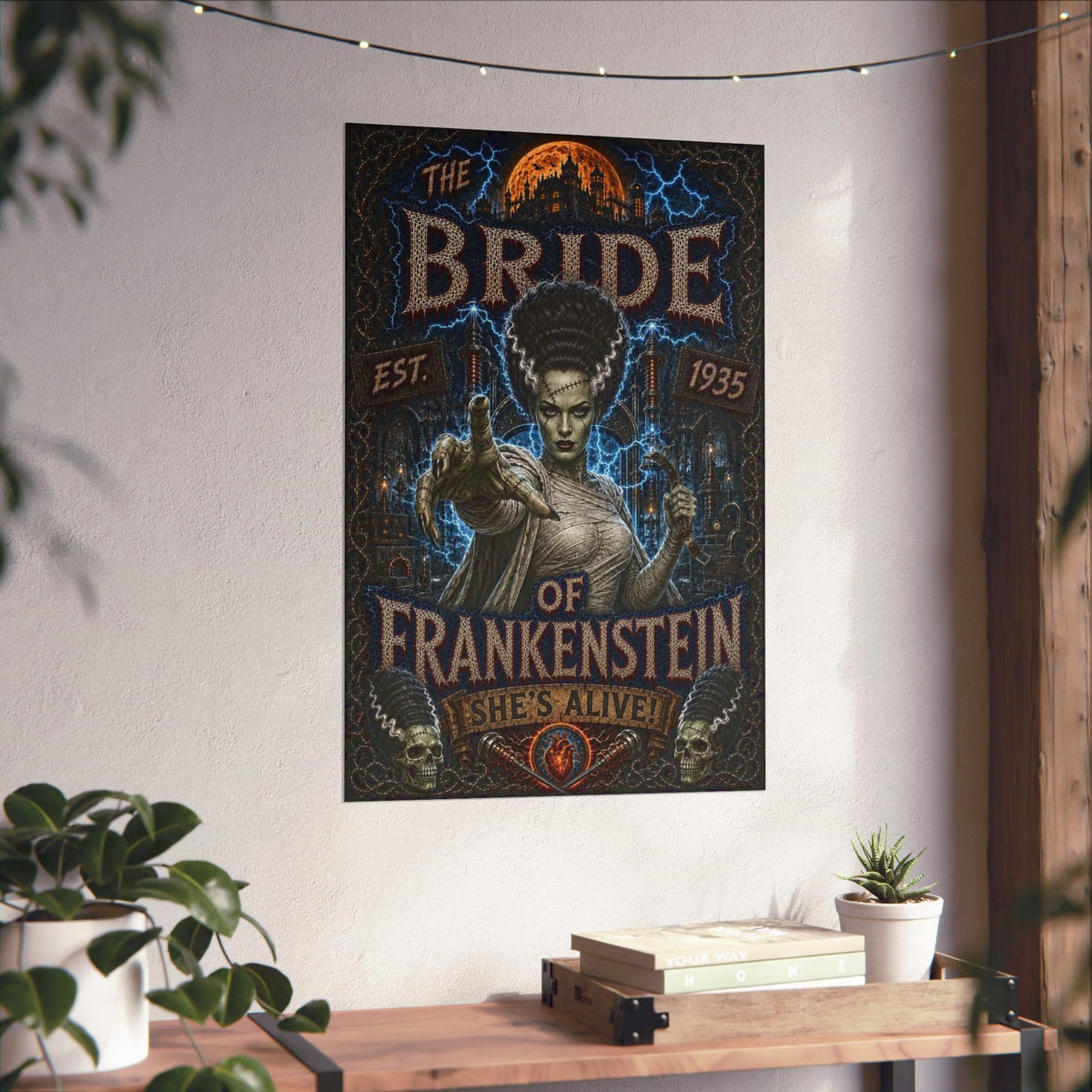 Bride of Frankenstein Matte Poster — Retro Horror Art Print (She’s Alive!)