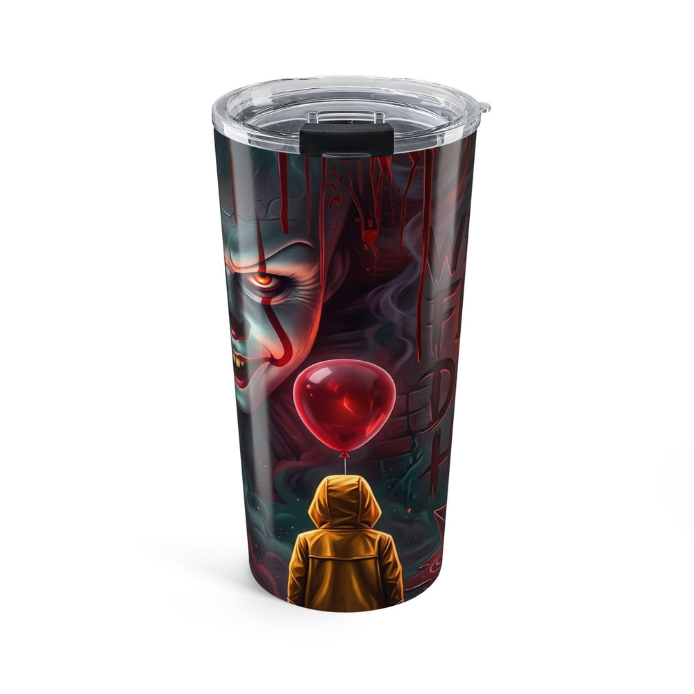 Horror Pennywise Balloon 20oz Tumbler — Stranger-Inspired Scary Movie Travel Cup