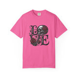 Skull and Roses LOVE T-shirt | Gothic Romance Typography Tee