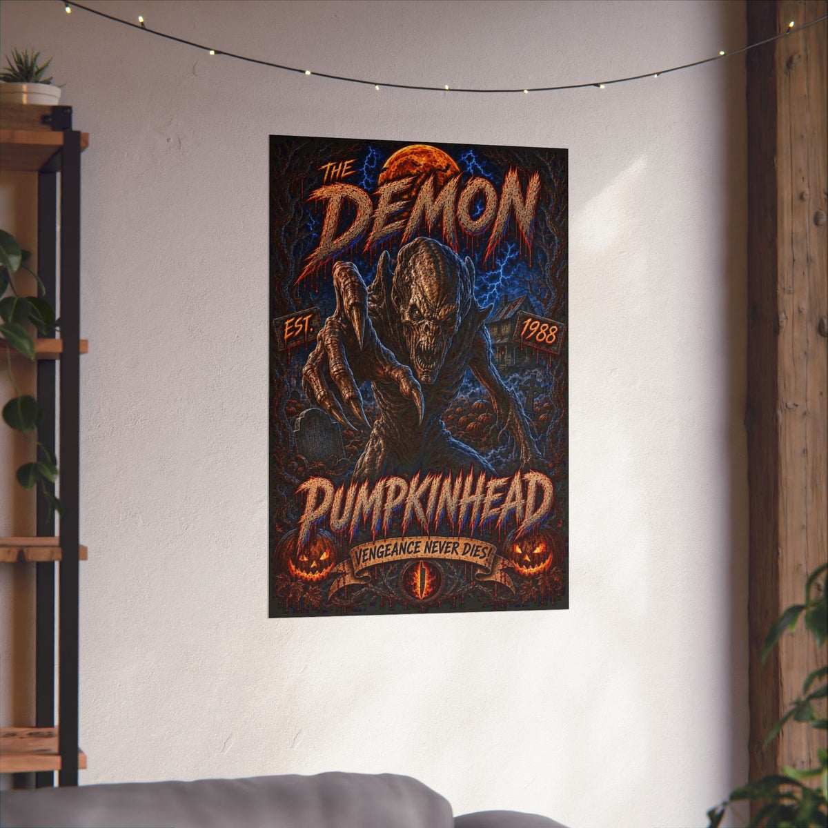 Pumpkinhead Demon Poster — Matte Horror Movie Art Print ("Vengeance Never Dies")