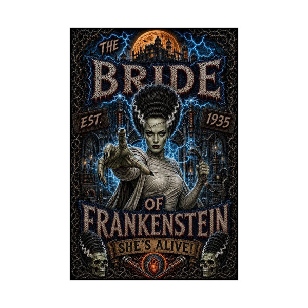 Bride of Frankenstein Matte Poster — Retro Horror Art Print (She’s Alive!)