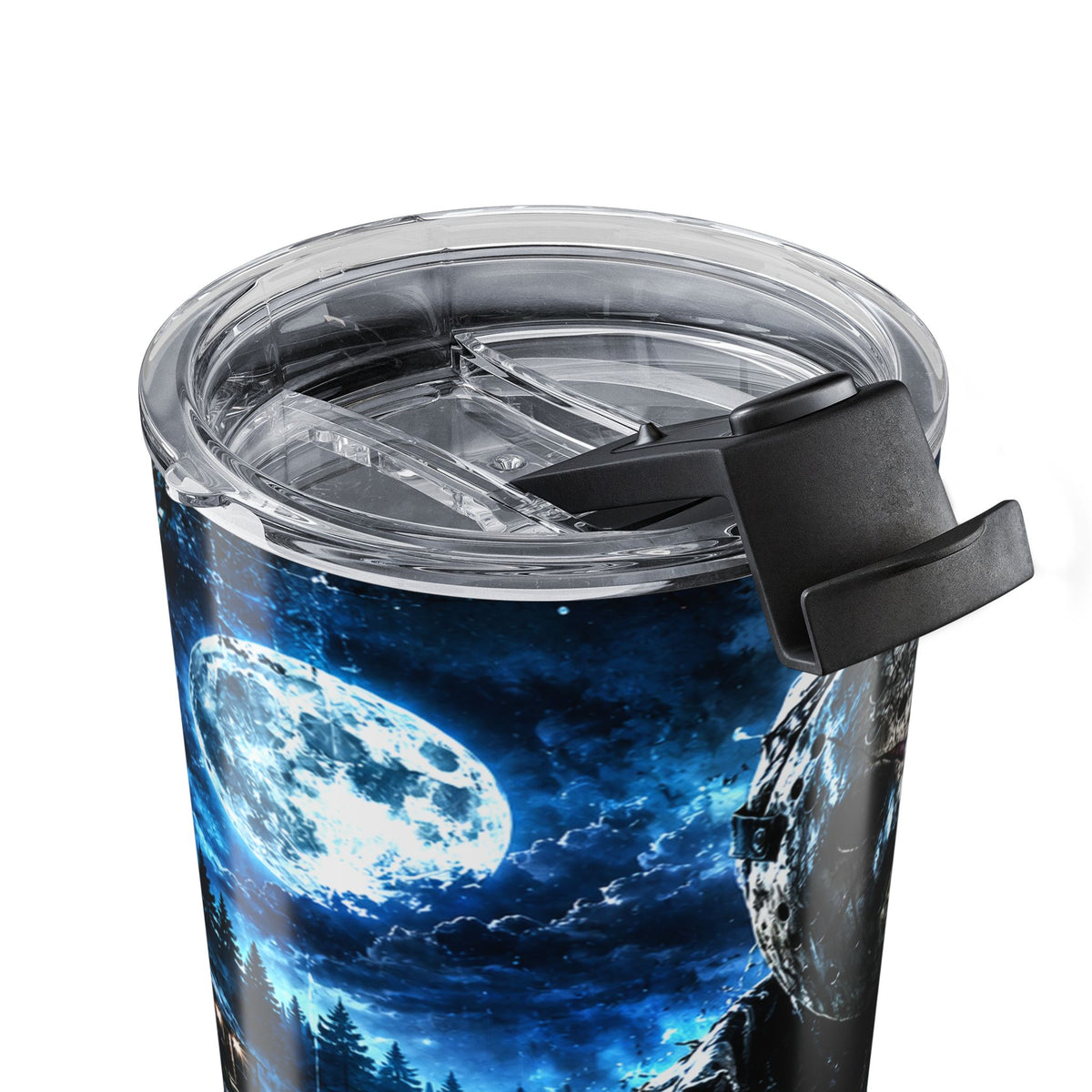 20oz Horror Jason Mask Tumbler — Dark Roses & Skull Travel Mug — view 6