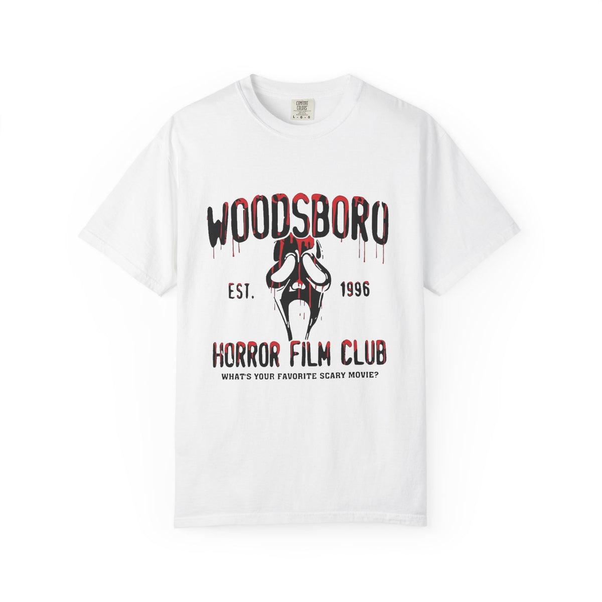 Woodsboro Horror Film Club T-Shirt — Retro Scream Mask Tee (Est. 1996) — view 5