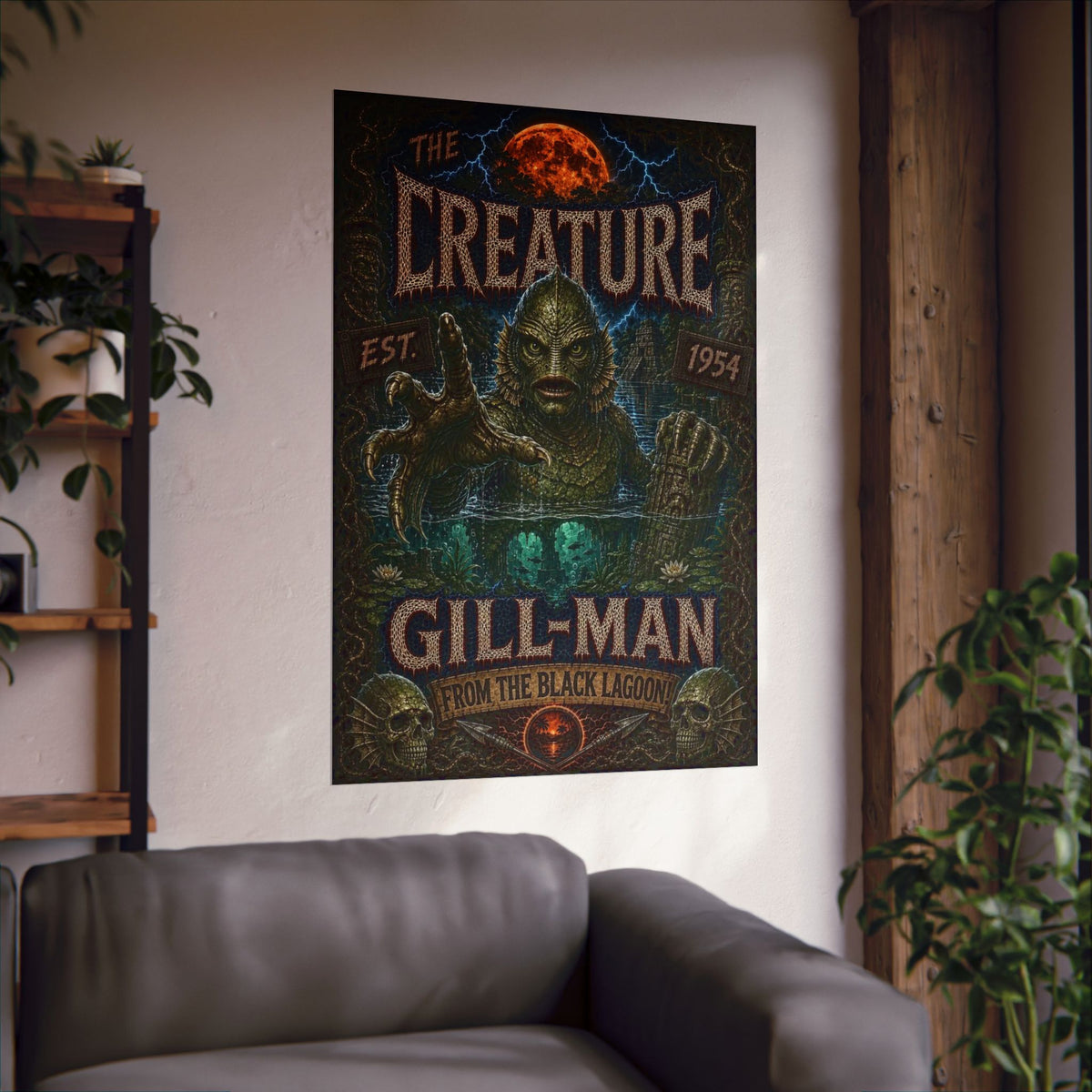 The Creature From The Black Lagoon - Gill-Man Vintage Movie Poster (Matte Vertical Poster)