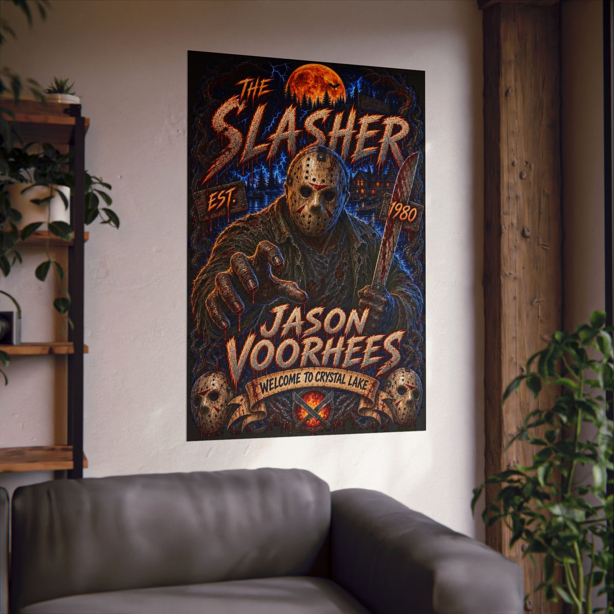 Friday The 13th Horror Poster — "The Slasher - Jason Voorhees" Matte Vertical Movie Art
