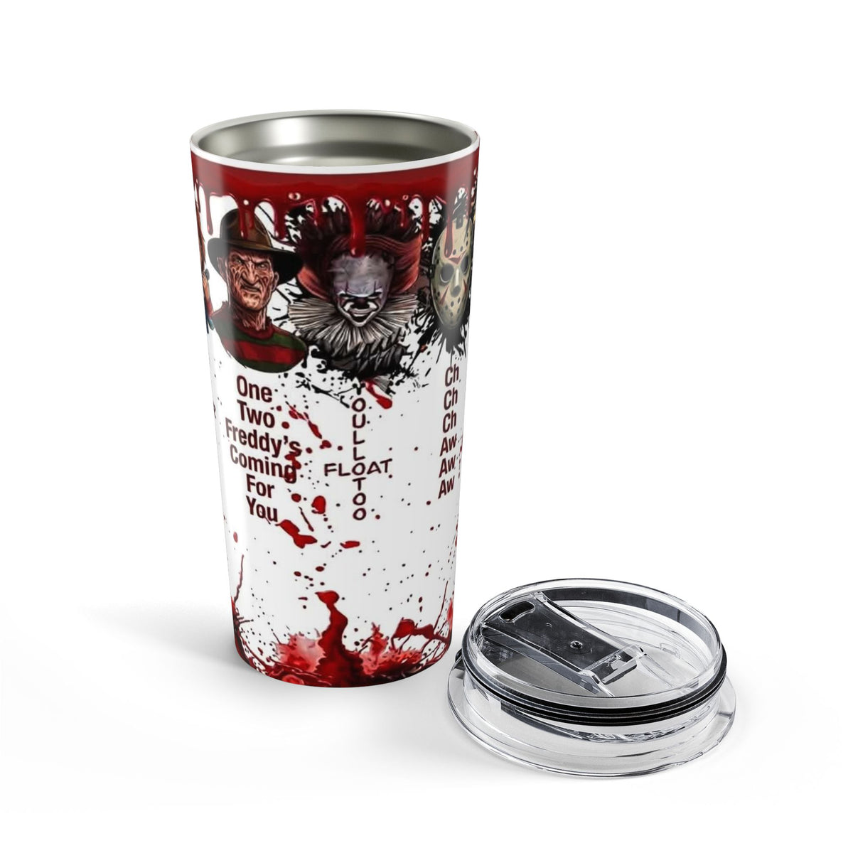 Iconic Horror Movie Characters 20oz Tumbler – Bloody Scary Film Collage — view 5