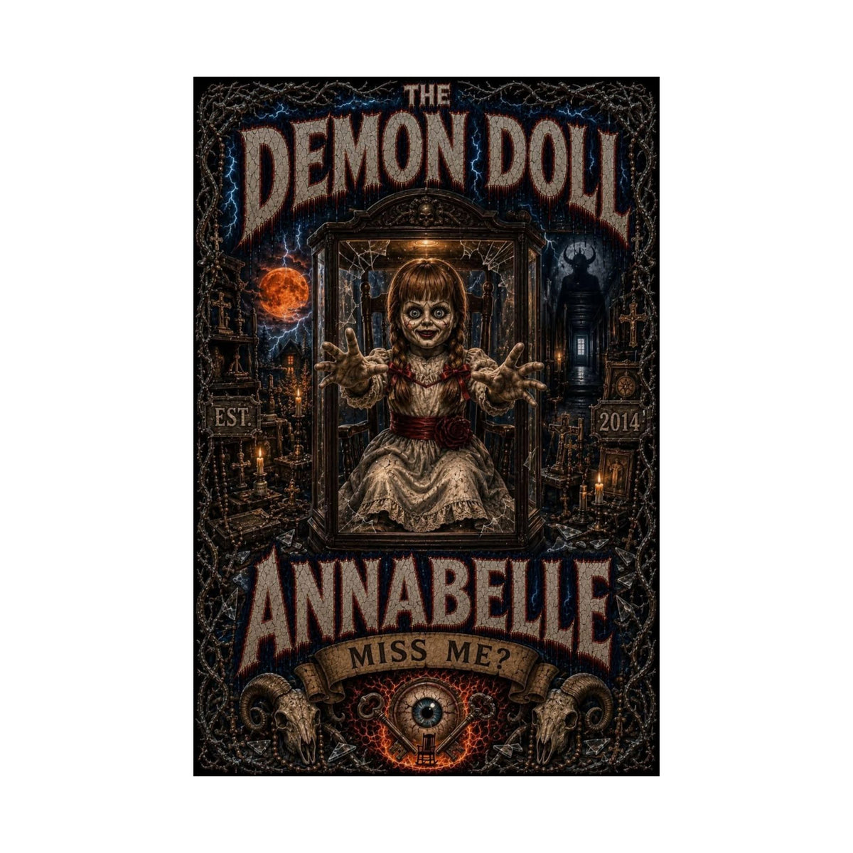 Annabelle Demon Doll Matte Poster — Vintage Horror Wall Art