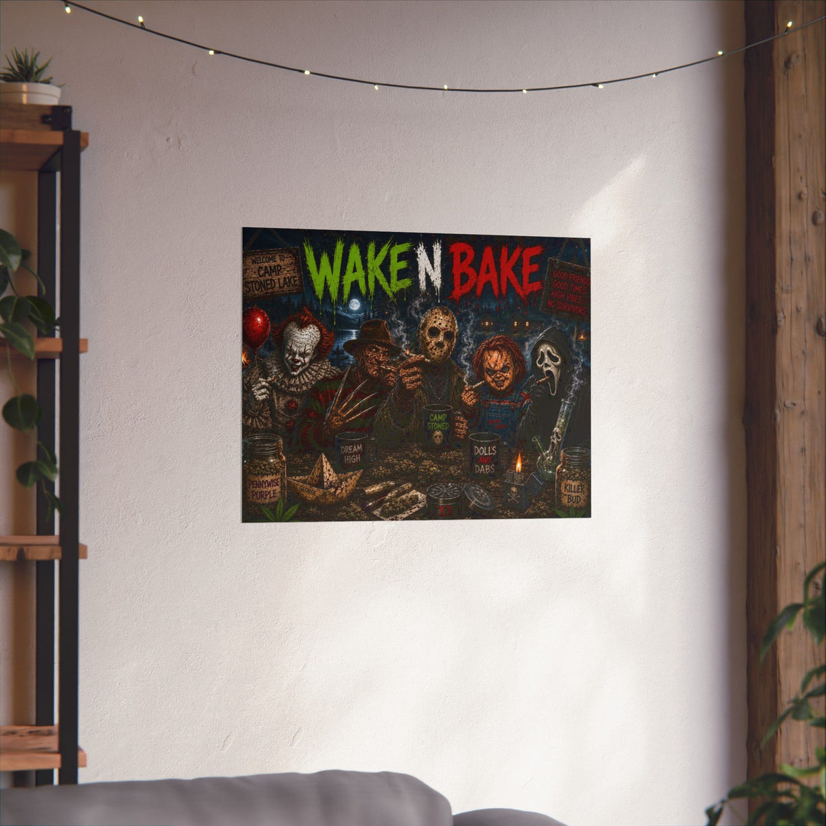 Wake N Bake Horror Movie Poster — Matte Horizontal Poster - Stoner Horror Comedy
