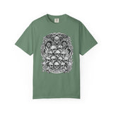 Memento Mori Skull Bouquet T-Shirt | Gothic Skull Stack, Roses