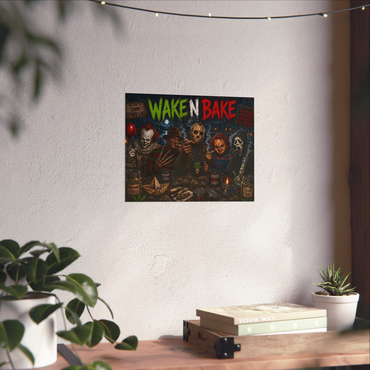 Wake N Bake Horror Movie Poster — Matte Horizontal Poster - Stoner Horror Comedy