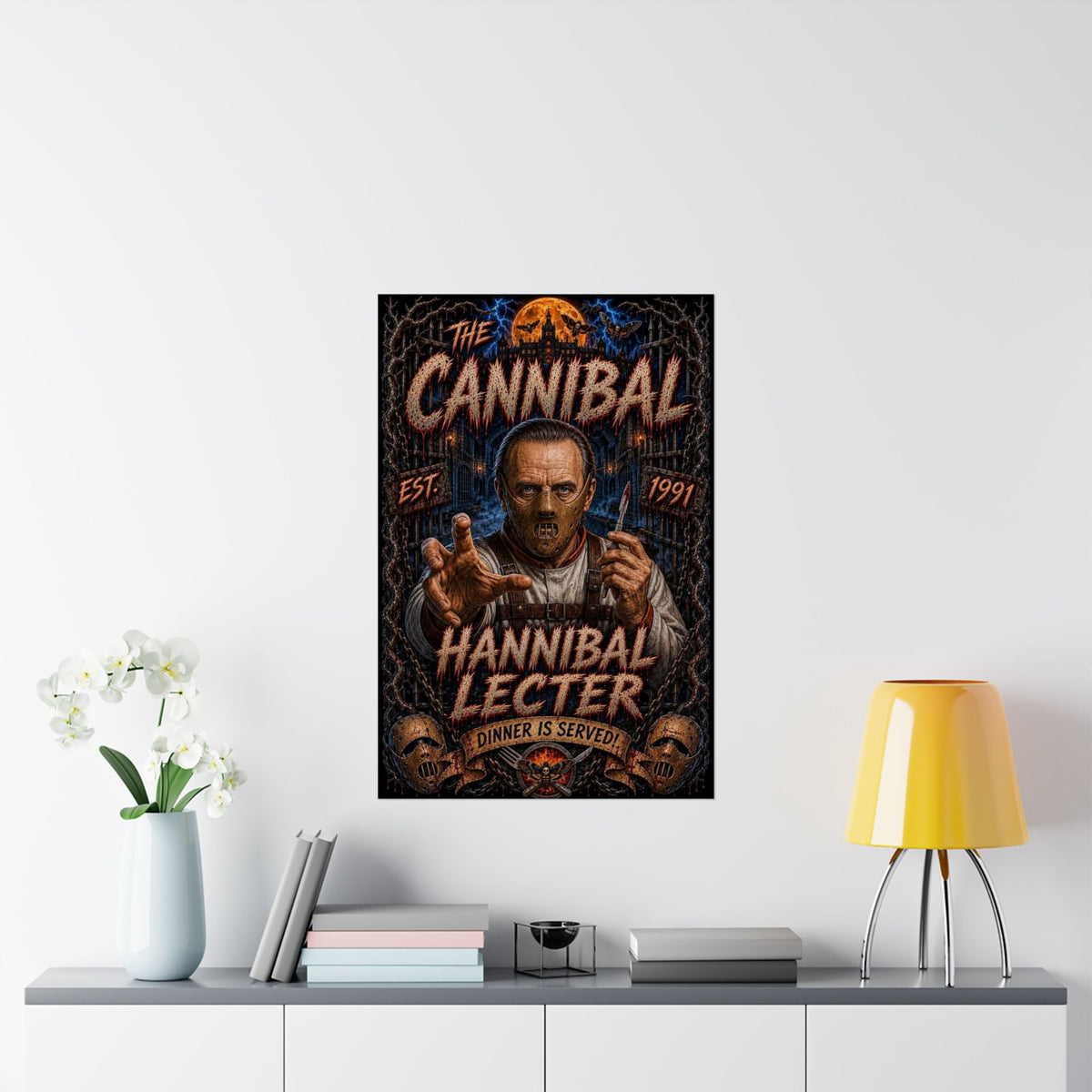 Silence of the Lambs Hannibal Lecter Horror Poster - 'The Cannibal' Matte Vertical Movie Art