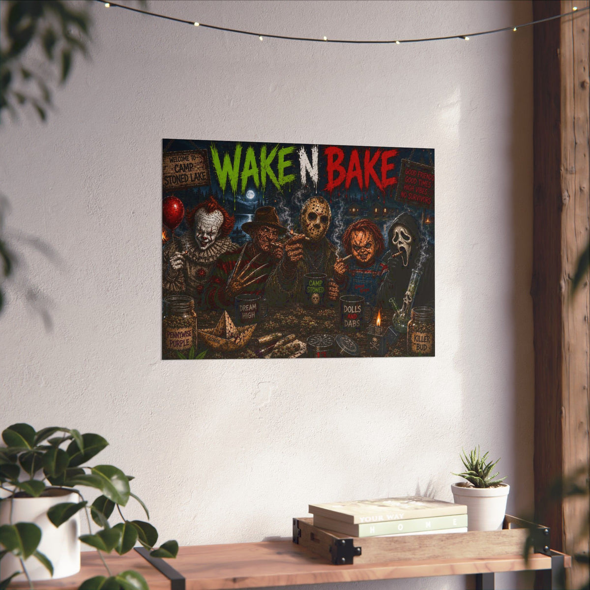 Wake N Bake Horror Movie Poster — Matte Horizontal Poster - Stoner Horror Comedy