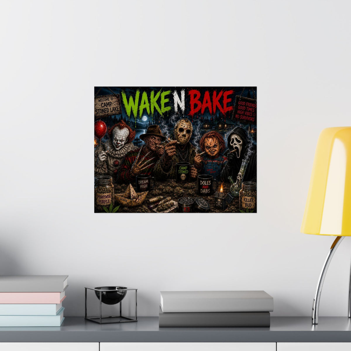 Wake N Bake Horror Movie Poster — Matte Horizontal Poster - Stoner Horror Comedy