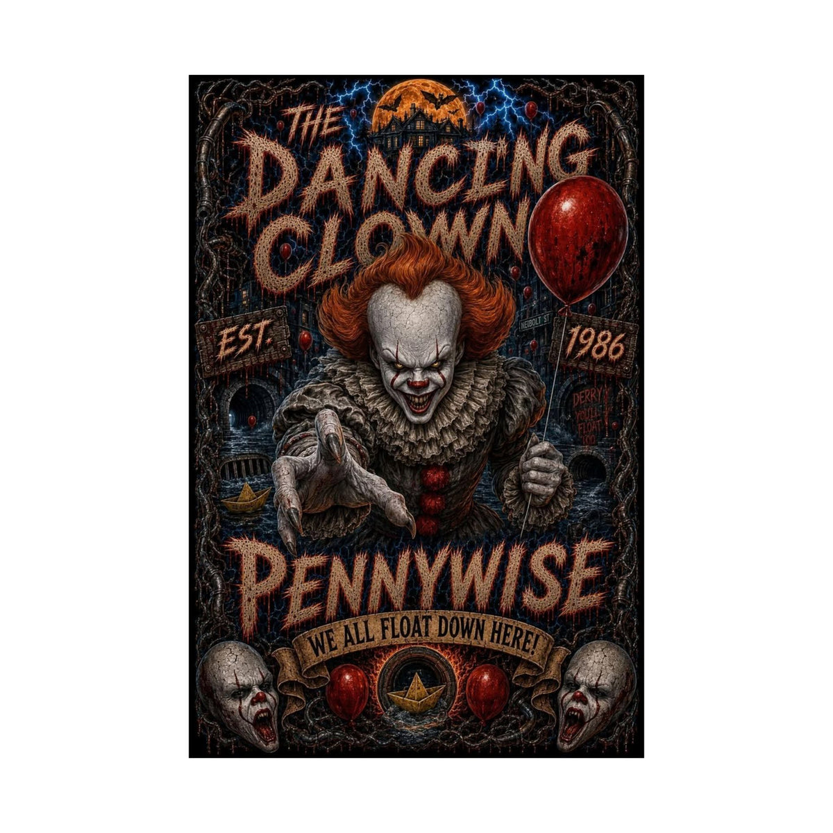 IT Horror Movie Poster — Pennywise 'The Dancing Clown' Matte Vertical Poster