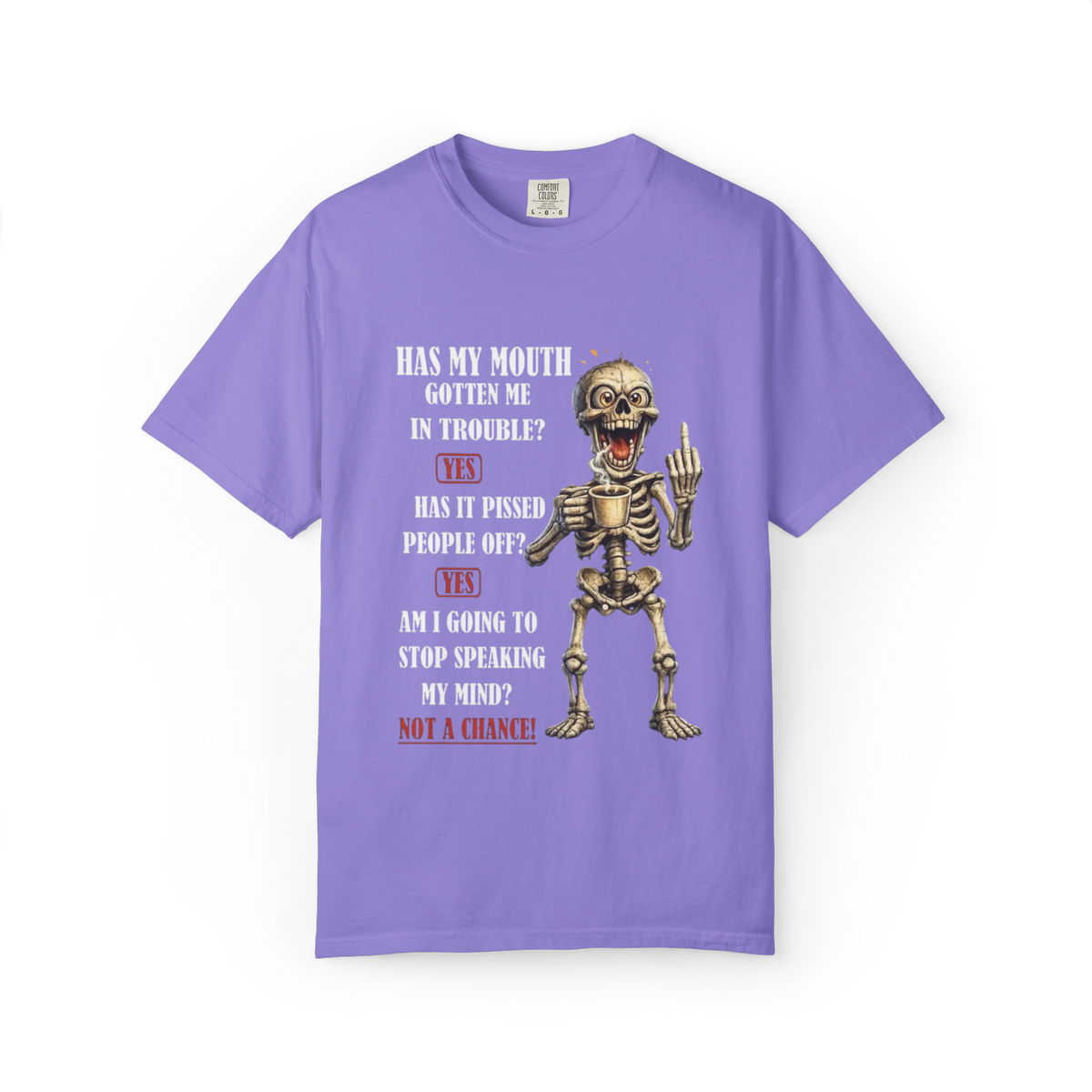 Skeleton Middle Finger Graphic Tee | Sarcastic Funny Quote T-Shirt — view 4