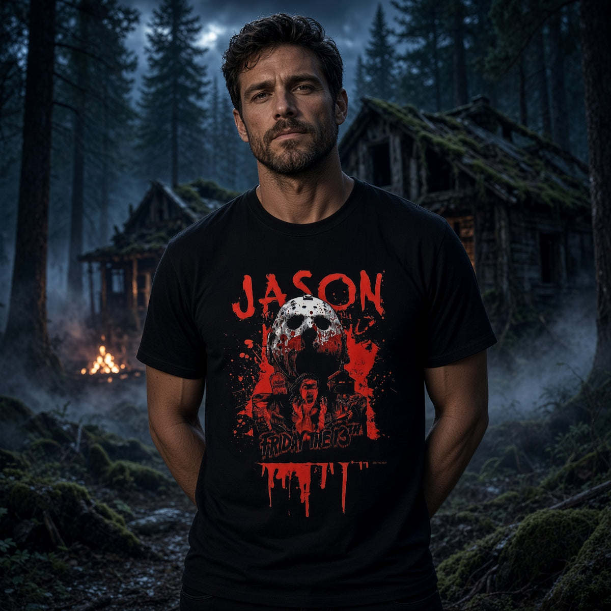Jason Voorhees Mask Friday the 13th T-Shirt — Retro Slasher Movie Graphic Tee — view 3