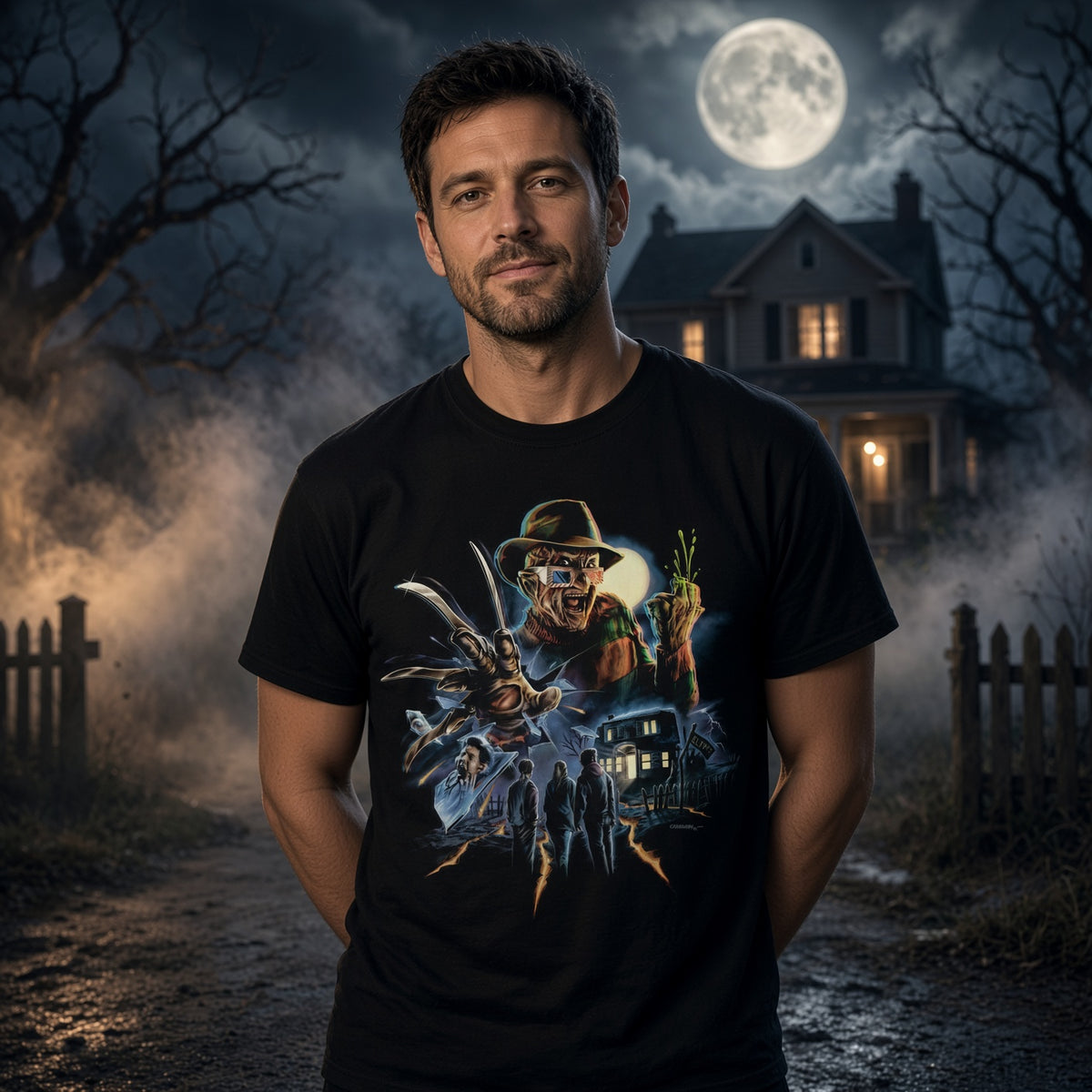 Nightmare On Elm Street Graphic Tee — Vintage Nightmare Freddy Design — view 3