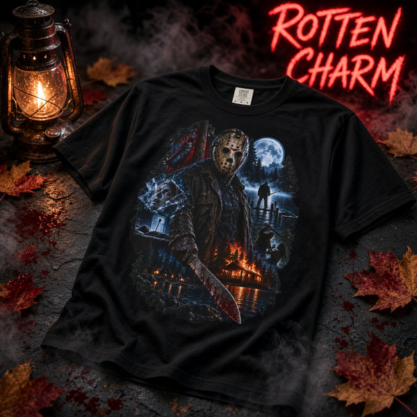 Friday the 13th Horror Movie Jason Voorhees Kill Montage Graphic T-Shirt