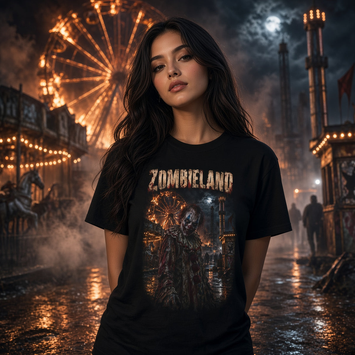 Zombieland Graphic T-Shirt — Creepy Carnival Zombie Horror Tee — view 2