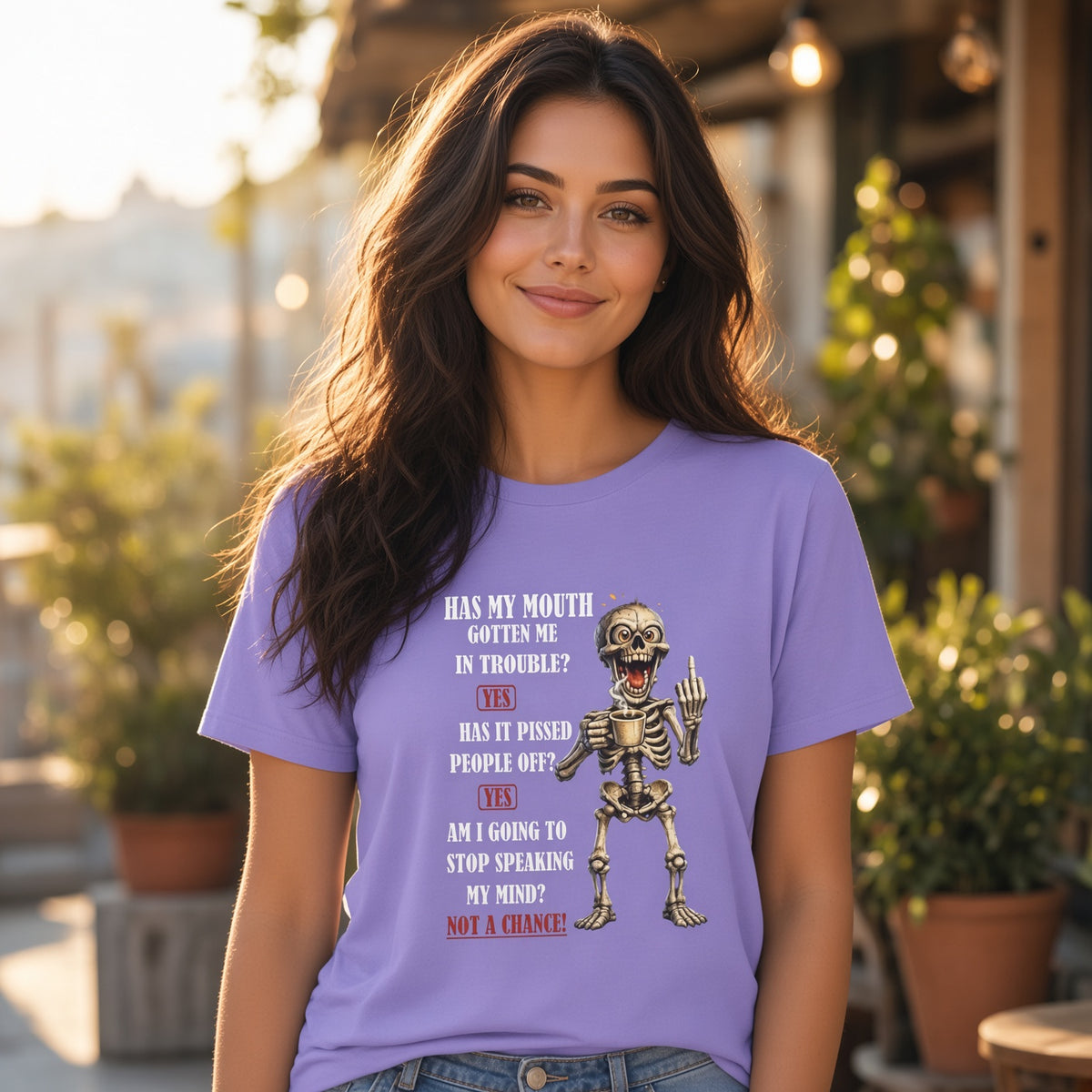 Skeleton Middle Finger Graphic Tee | Sarcastic Funny Quote T-Shirt — view 3