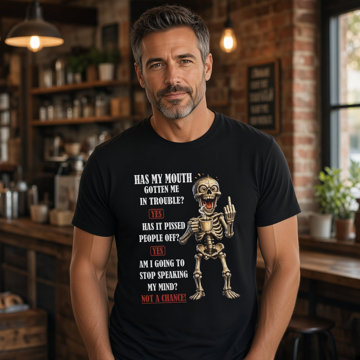 Skeleton Middle Finger Graphic Tee | Sarcastic Funny Quote T-Shirt — view 2